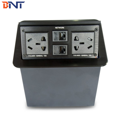 Office Conference Desktop Power Sockets Aluminum Alloy Brushed With Network