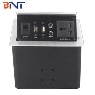 Conference Desktop Power Sockets , Pneumatic Table Pop Up Socket Box