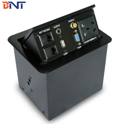 Pneumatic Pop Up Desktop Power Sockets With USB / Network / 3.5 Audio