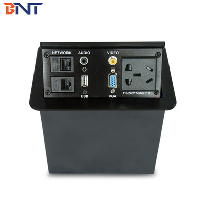 Pneumatic Pop Up Desktop Power Sockets With USB / Network / 3.5 Audio