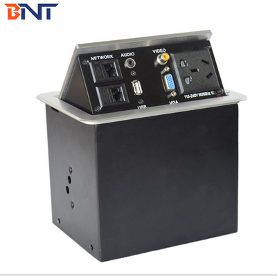 Pneumatic Pop Up Desktop Power Sockets With USB / Network / 3.5 Audio