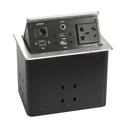 Silver Aluminum Alloy Conference Table Pop Up Outlets With 2 USB , 2 Network