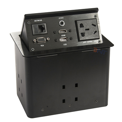 Silver Aluminum Alloy Conference Table Pop Up Outlets With 2 USB , 2 Network