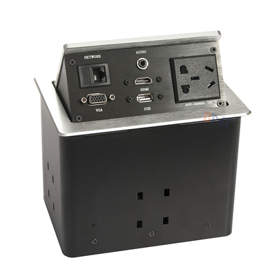 Silver Aluminum Alloy Conference Table Pop Up Outlets With 2 USB , 2 Network