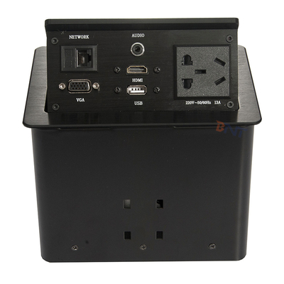 Silver Aluminum Alloy Conference Table Pop Up Outlets With 2 USB , 2 Network