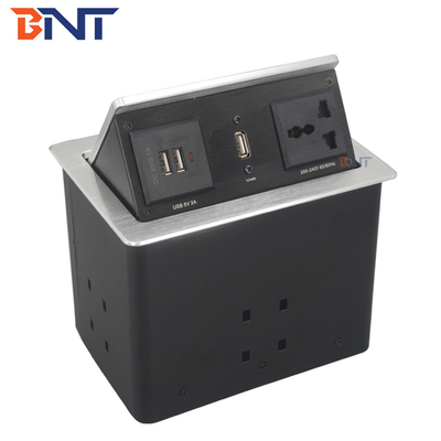 Conference Pneumatic Table Pop Up Plug Socket Boxes With Microphone Connector