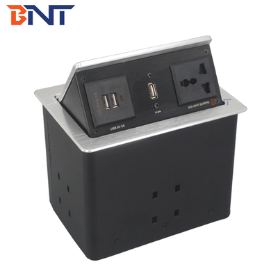 Conference Pneumatic Table Pop Up Plug Socket Boxes With Microphone Connector