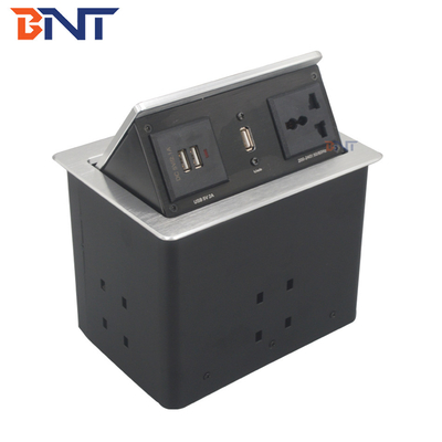 Conference Pneumatic Table Pop Up Plug Socket Boxes With Microphone Connector