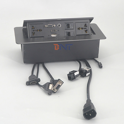 Power Supply Office Desk Power Sockets Square Corner With Audio Video Connector