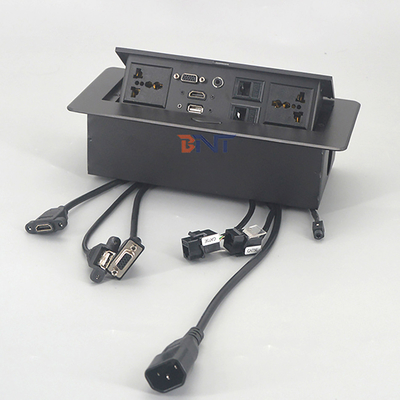 Power Supply Office Desk Power Sockets Square Corner With Audio Video Connector