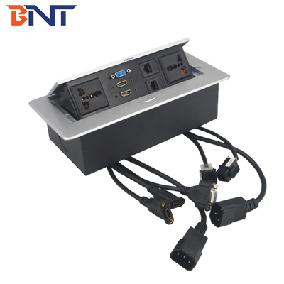 220V Square Desktop Pop Up Power Plug Zinc Alloy For Computer Supply