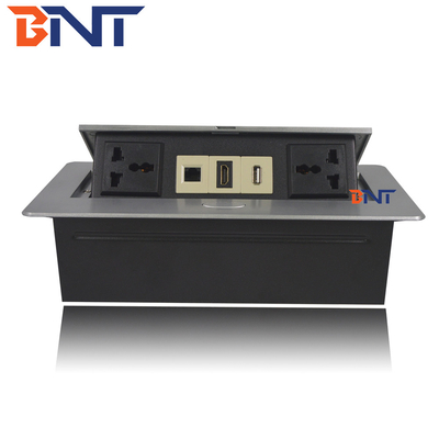 Desk Pop Up Sockets For Audio Video Solution , Silver Desk Plug Sockets