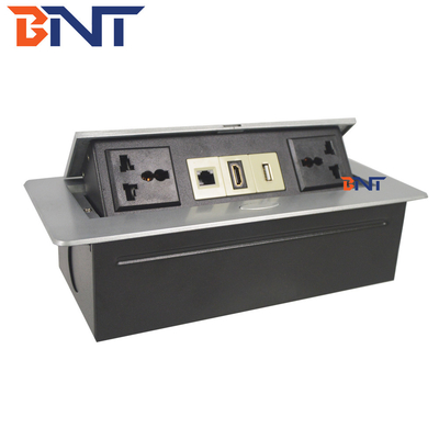 Desk Pop Up Sockets For Audio Video Solution , Silver Desk Plug Sockets