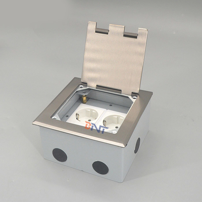 gold double EU power flip up floor socket outlet box