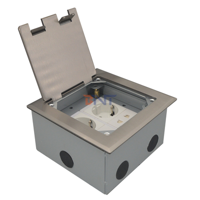 silver dual 2 pin power flip up floor socket box
