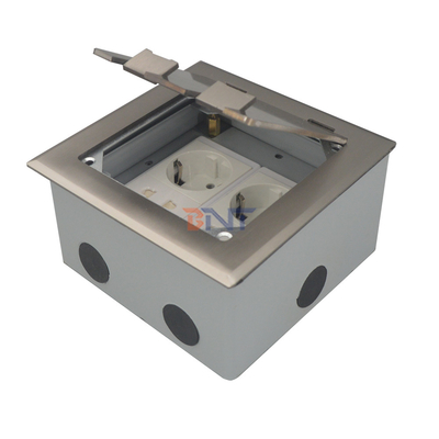 silver dual 2 pin power flip up floor socket box