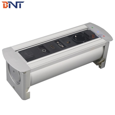 silver color hdmi interface electric rotation flip up desk socket