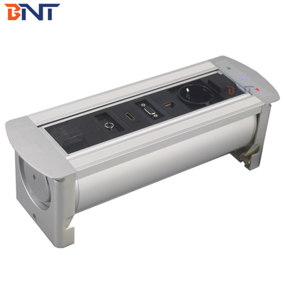 silver color hdmi interface electric rotation flip up desk socket
