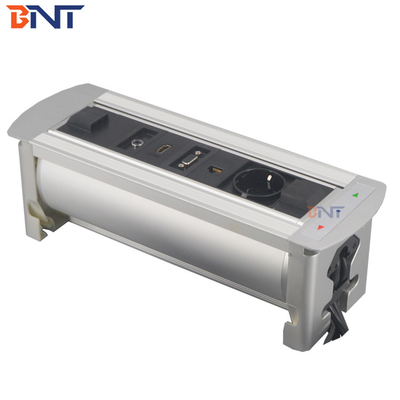silver color hdmi interface electric rotation flip up desk socket