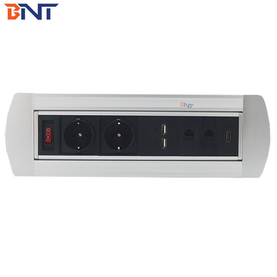 180 Degree Rotating Angle Power Outlet  Silver Color With Switch Interface