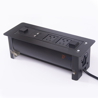 Double USB Charger Aluminum  Alloy  Desktop Pop Up Power Data Socket