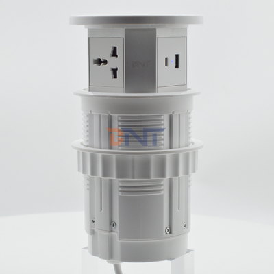 Electrical Desktop Pop up Power Socket Wifi Motorized Lifting Power Outlet With Wireless Charging Hidden Tabletop Socket