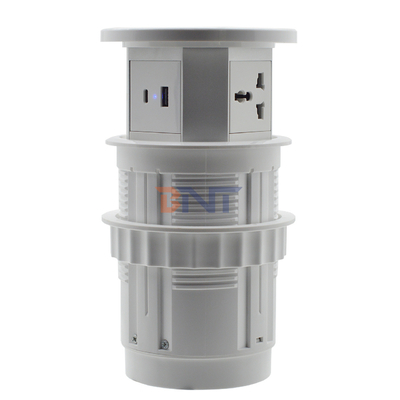 Electrical Desktop Pop up Power Socket Wifi Motorized Lifting Power Outlet With Wireless Charging Hidden Tabletop Socket