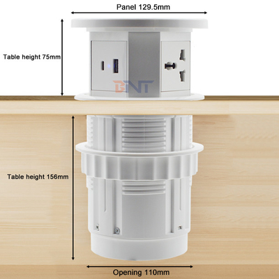 Electrical Desktop Pop up Power Socket Wifi Motorized Lifting Power Outlet With Wireless Charging Hidden Tabletop Socket