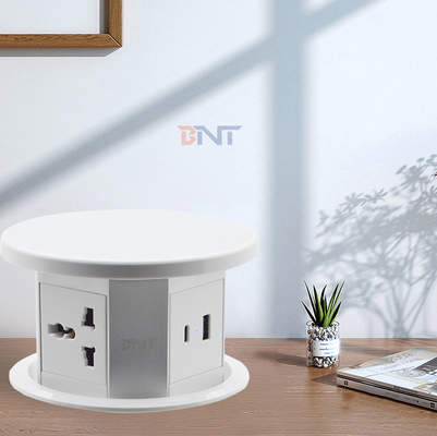 Electrical Desktop Pop up Power Socket Wifi Motorized Lifting Power Outlet With Wireless Charging Hidden Tabletop Socket
