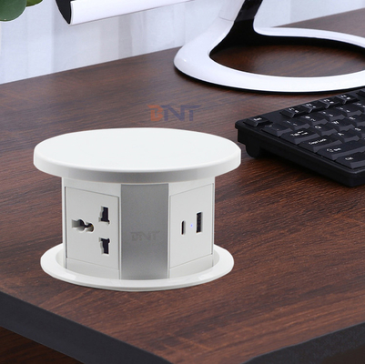Electrical Desktop Pop up Power Socket Wifi Motorized Lifting Power Outlet With Wireless Charging Hidden Tabletop Socket