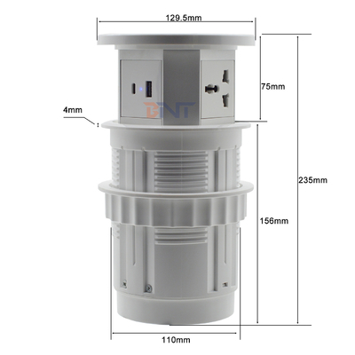 Electrical Desktop Pop up Power Socket Wifi Motorized Lifting Power Outlet With Wireless Charging Hidden Tabletop Socket