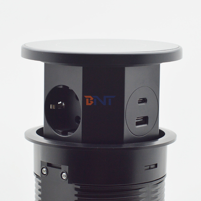 OEM/ODM Smart Pop-Up Power Outlet Aluminum Tabletop Socket with 3 AC Outlets & 2 USB Ports IP44 Standard for Charging