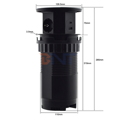 OEM/ODM Smart Pop-Up Power Outlet Aluminum Tabletop Socket with 3 AC Outlets & 2 USB Ports IP44 Standard for Charging