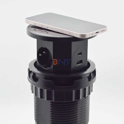 OEM/ODM Smart Pop-Up Power Outlet Aluminum Tabletop Socket with 3 AC Outlets & 2 USB Ports IP44 Standard for Charging