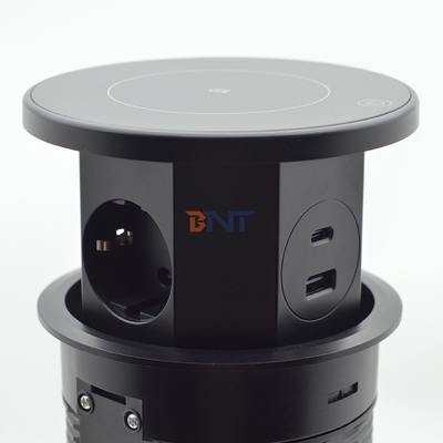OEM/ODM Smart Pop-Up Power Outlet Aluminum Tabletop Socket with 3 AC Outlets & 2 USB Ports IP44 Standard for Charging