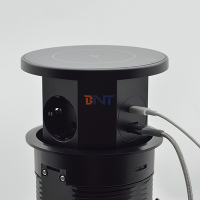 OEM/ODM Smart Pop-Up Power Outlet Aluminum Tabletop Socket with 3 AC Outlets & 2 USB Ports IP44 Standard for Charging