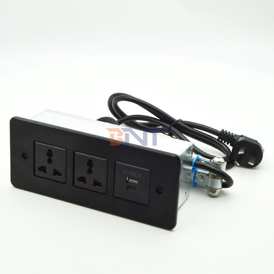 Recessed Power Strip USB C Fast Charge Flush Mount Desk Furniture Drawer Socket Conference Table Hidden Outlet