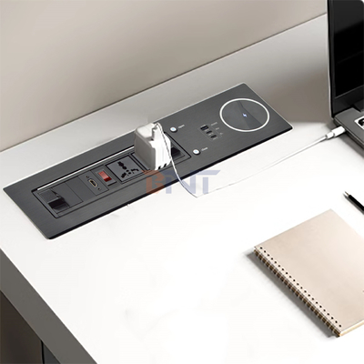 2 Universal 65W Fast Charging Tabletop Socket IP44 Level 10A Rated Current 2 AC Outlets EU Plug Standard for Office Use