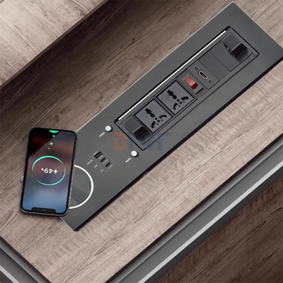 2 Universal 65W Fast Charging Tabletop Socket IP44 Level 10A Rated Current 2 AC Outlets EU Plug Standard for Office Use
