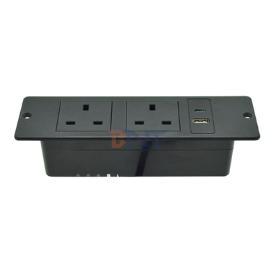 UK Standard Custom AC Power Socket Plastic Furniture Wall Socket with 2 Outlets 1 USB & 1 Type C Port 16A Rated Current