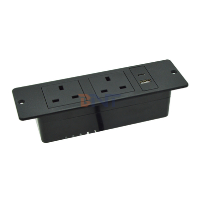 UK Standard Custom AC Power Socket Plastic Furniture Wall Socket with 2 Outlets 1 USB & 1 Type C Port 16A Rated Current