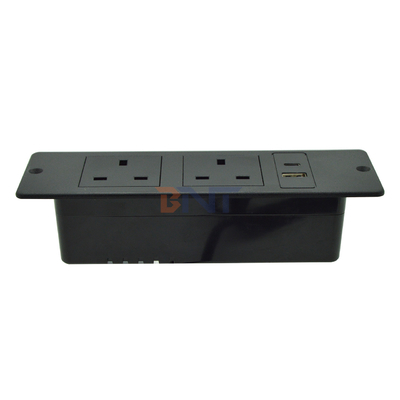 UK Standard Custom AC Power Socket Plastic Furniture Wall Socket with 2 Outlets 1 USB & 1 Type C Port 16A Rated Current