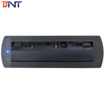 The Black 180 Degrees Overturn Angle Manual Tabletop Pop Up Media Connector With OEM/ODM