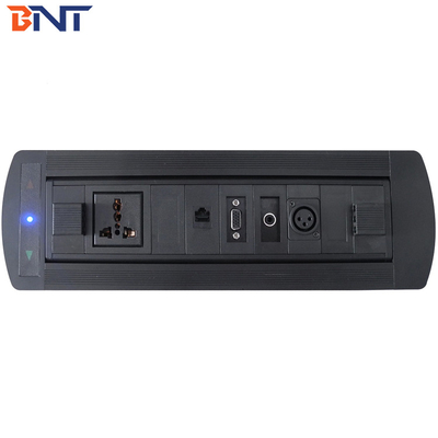 The Black 180 Degrees Overturn Angle Manual Tabletop Pop Up Media Connector With OEM/ODM
