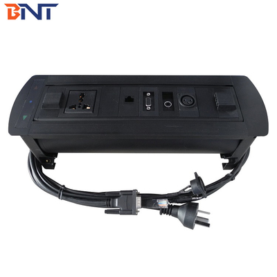 The Black 180 Degrees Overturn Angle Manual Tabletop Pop Up Media Connector With OEM/ODM
