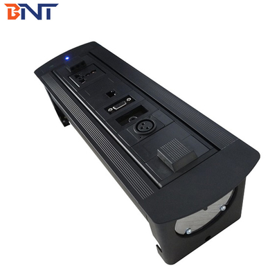 The Black 180 Degrees Overturn Angle Manual Tabletop Pop Up Media Connector With OEM/ODM