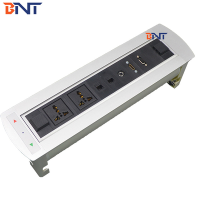 Rounded  Corner 180 Degree Rotating Angle dDesk Flip Up Power Outlet