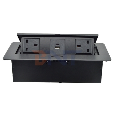 Custom Pop-Up Design Electric Power UK Plug Socket Flush Mount 2 Outlets Tabletop Socket for Meeting & Conference Tables