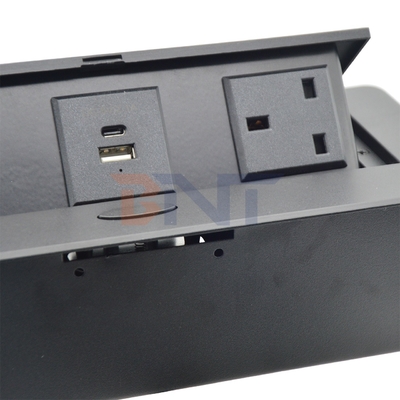 Custom Pop-Up Design Electric Power UK Plug Socket Flush Mount 2 Outlets Tabletop Socket for Meeting & Conference Tables