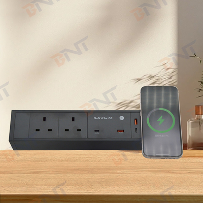 Multi-Functional 2 AC Outlets Dual USB A+C UK 65W PD Fast Charge Desktop Clamp Socket Power Strip